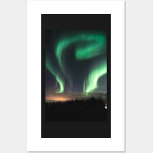 Northern Lights Aurora Borealis Magical Show in South Iceland Posters and Art